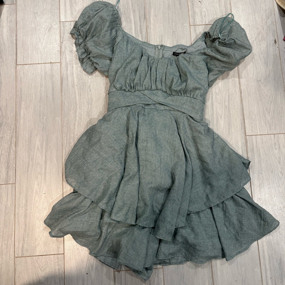 Fashion Nova Teal Layered Romper